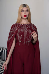 Embellished Jumpsuit with Flowing Cape – ODD-RUBY