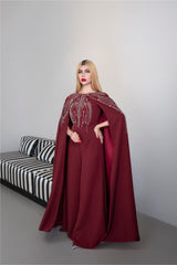 Embellished Jumpsuit with Flowing Cape – ODD-RUBY