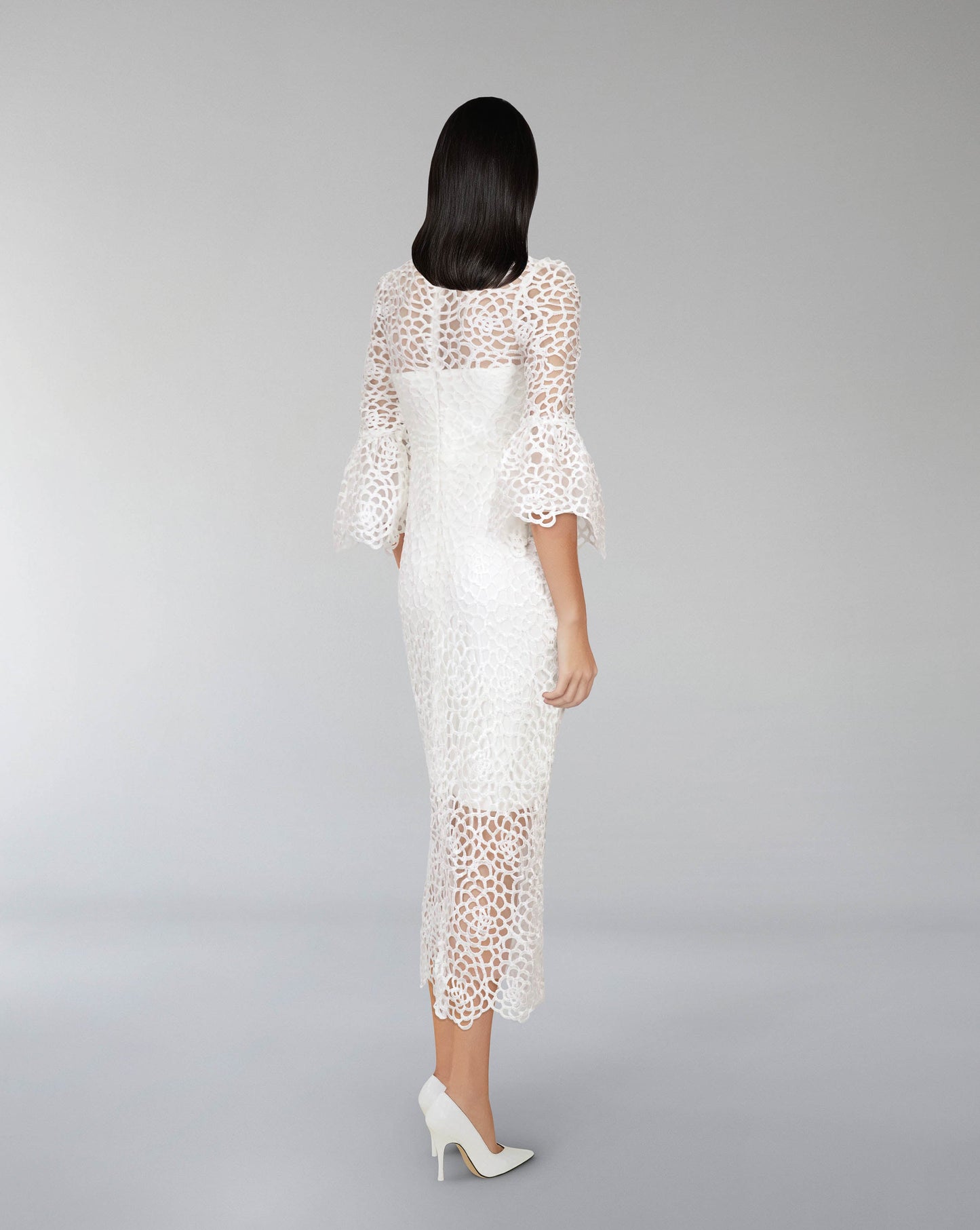 Laced midi dress with 3/4 sleeves-ODD-Saeba