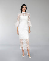 Laced midi dress with 3/4 sleeves-ODD-Saeba