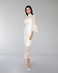 Laced midi dress with 3/4 sleeves-ODD-Saeba