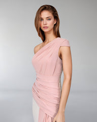 Bicolour draped dress with shoulder off-ODD-Kenley