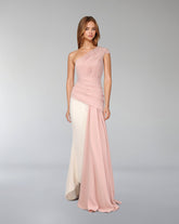 Bicolour draped dress with shoulder off-ODD-Kenley