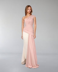 Bicolour draped dress with shoulder off-ODD-Kenley