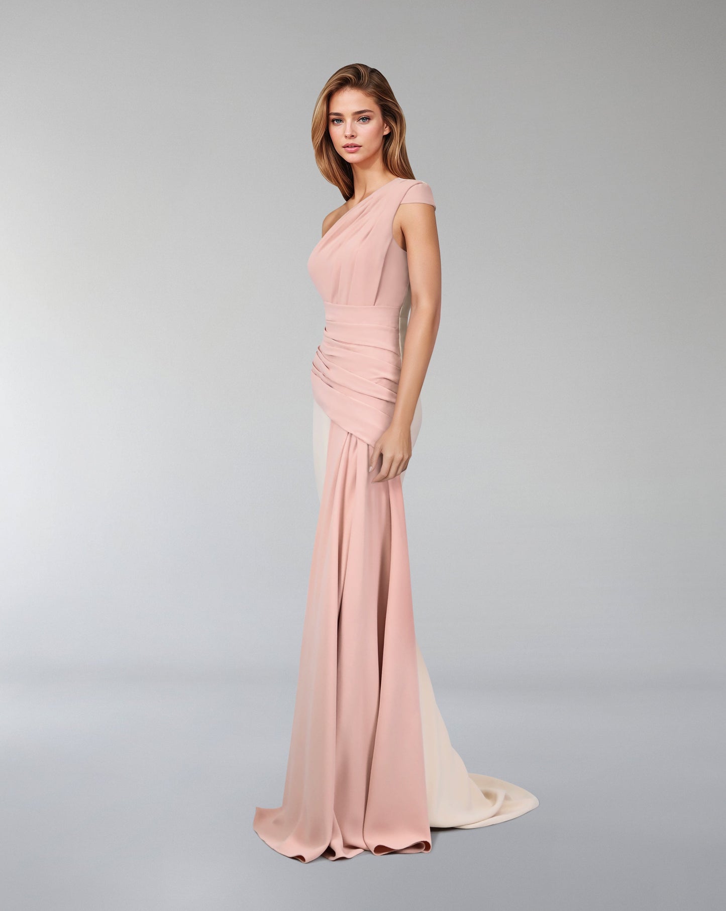 Bicolour draped dress with shoulder off-ODD-Kenley