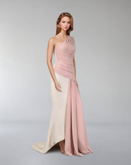 Bicolour draped dress with shoulder off-ODD-Kenley
