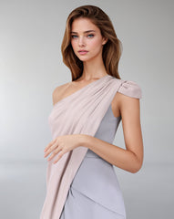 Bicolour asymmetrical draped dress-ODD-Loretta