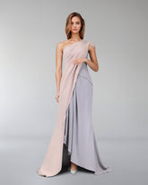Bicolour asymmetrical draped dress-ODD-Loretta