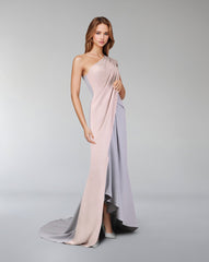 Bicolour asymmetrical draped dress-ODD-Loretta