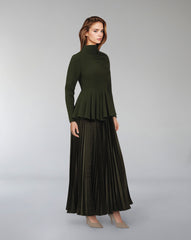 Asymmetrical pleated dress with waistband ruffle-ODD-Tetty