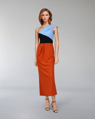 Asymmetrical cut & multicoloured dress - ODD-AMARA