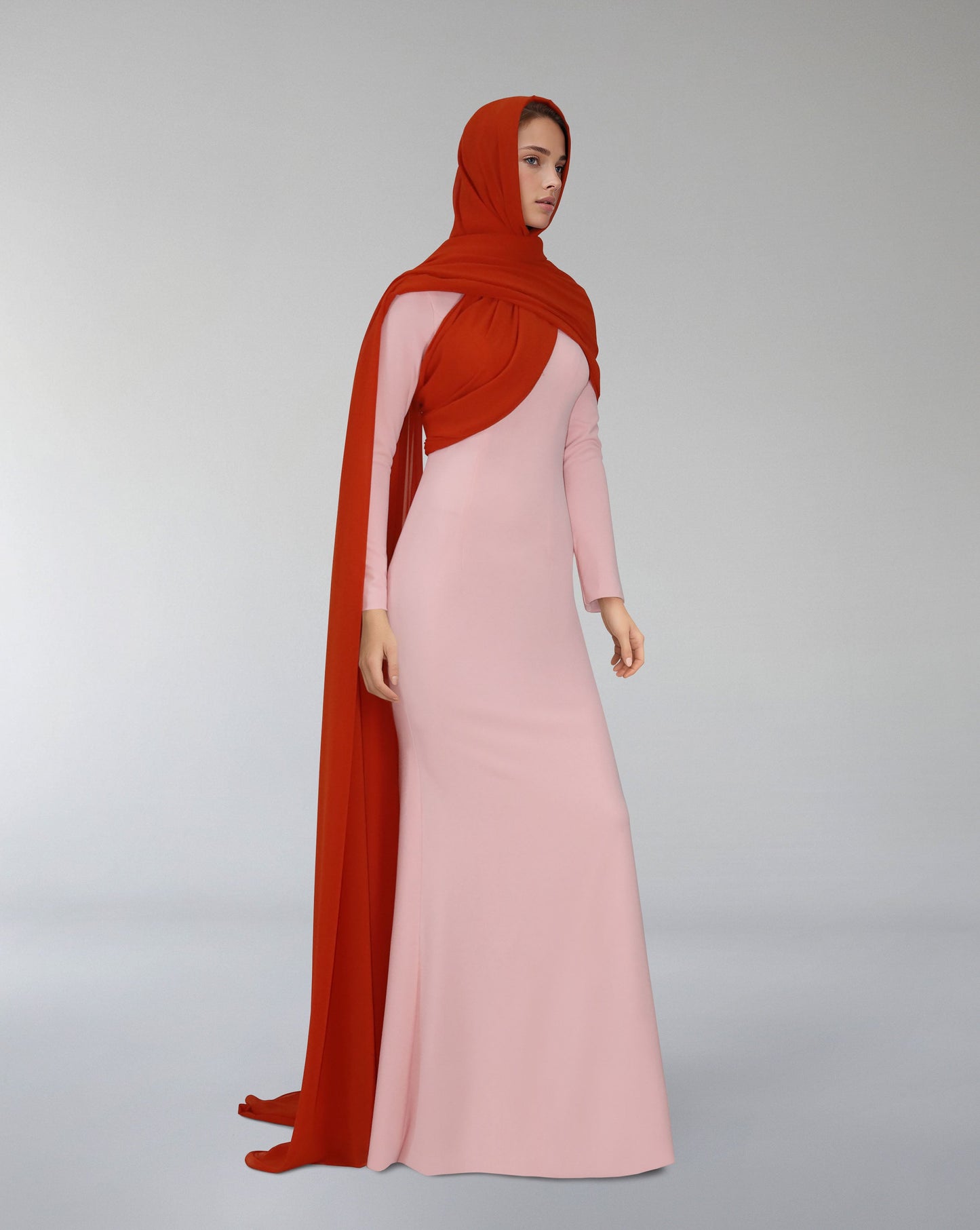 Long sleeve column dress with cover - ODD-TALIA