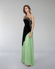 Strapless color-block gown with embellished bodice – ODD- Poleno