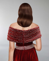 Draped velvet dress with crystals - ODD-NADINE