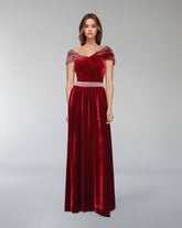 Draped velvet dress with crystals - ODD-NADINE