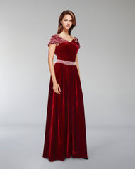 Draped velvet dress with crystals - ODD-NADINE