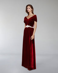 Draped velvet dress with waist embellishment - ODD-ODETTE