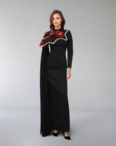 one-shoulder embellished column gown with sequin motif – ODD- REVAKTO