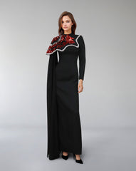 one-shoulder embellished column gown with sequin motif – ODD- REVAKTO