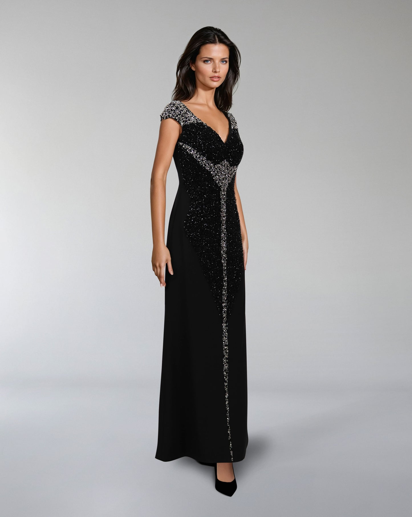 Sleeveless column dress with futuristic beading - ODD-RAINE