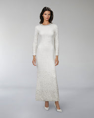 Long-Sleeve Beaded Column Dress - ODD-CELESTE