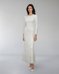 Long-Sleeve Beaded Column Dress - ODD-CELESTE