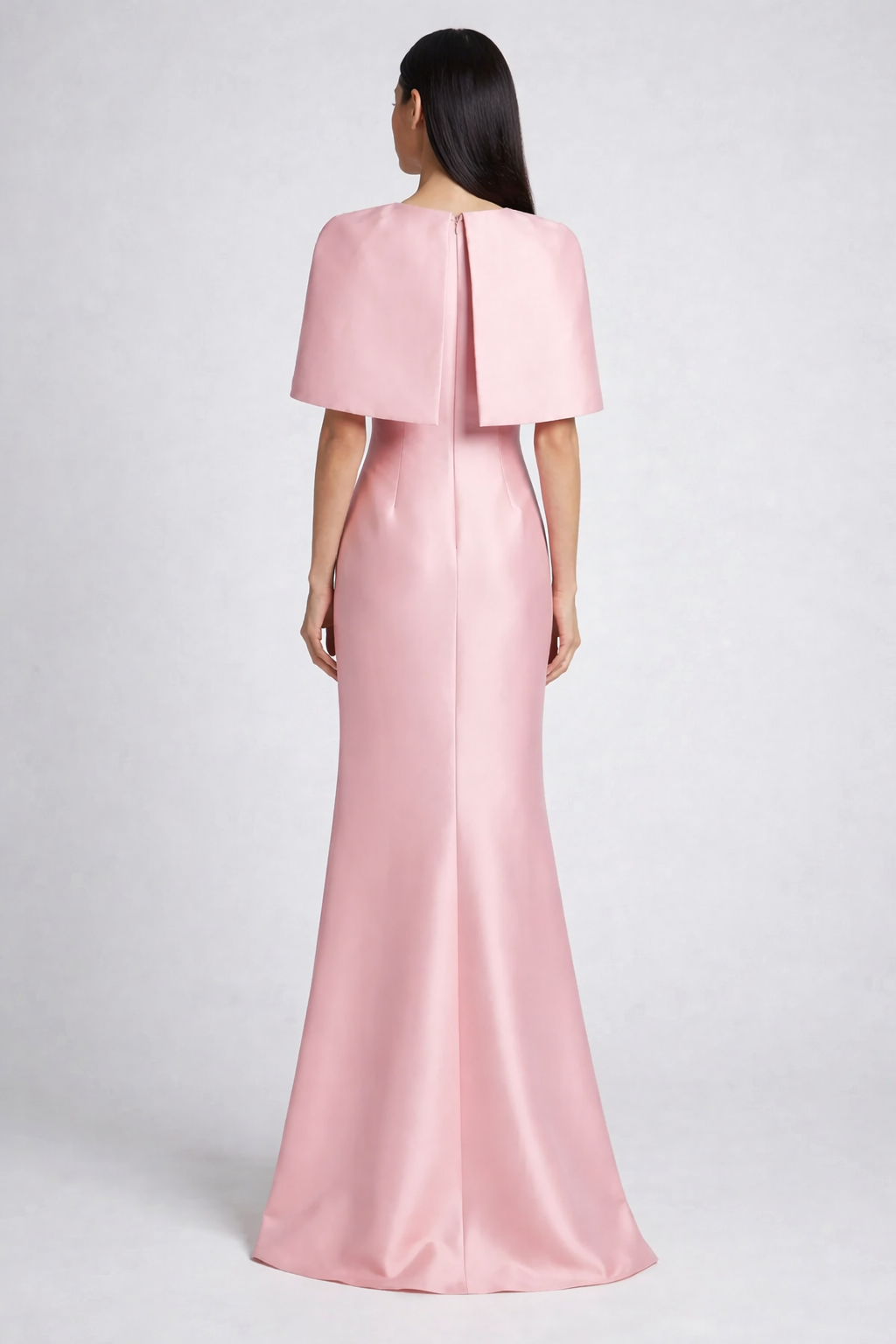 square neck column dress with cape sleeves – ODD- BLUSH