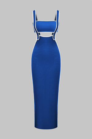 Contrast Trim Tube Top And Pinafore Dress Set