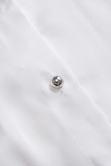 Satin Button Tie Long-Sleeve Shirt With Tie