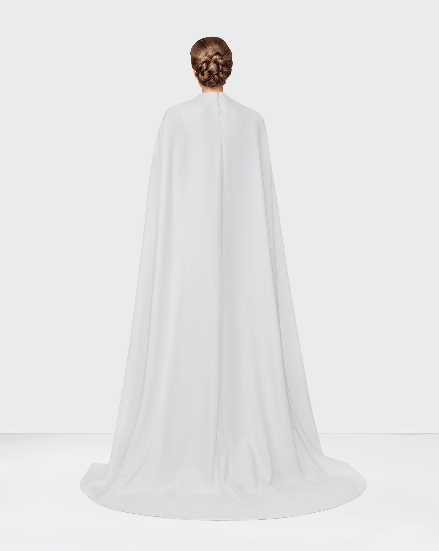 ODD-White belted dress with neckline and cape