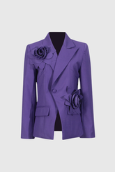 Aharon Flower Lapel Cross Blazer