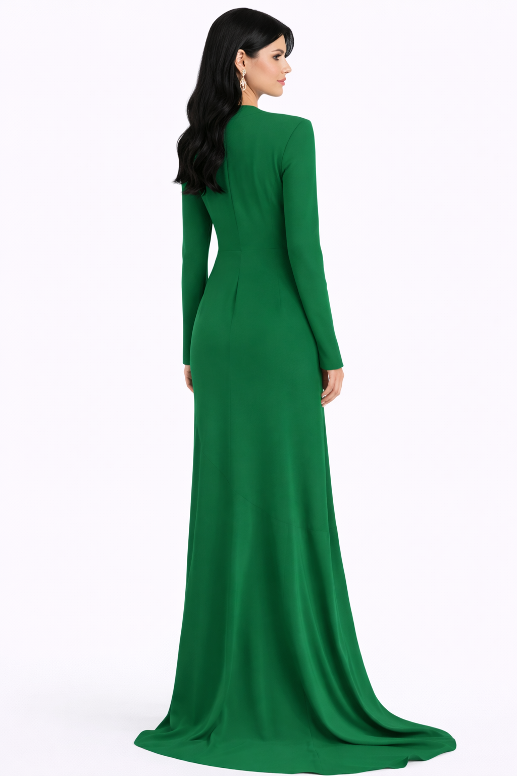 long sleeve wrap neckline maxi dress with high-low hem – ODD- GRACE