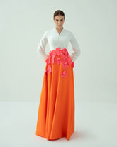 Bicolour dress with flowered waistline - ODD - CAMILLE