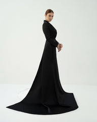 Tuxedo-Inspired Gown with Contrasting Train – ODD-Hasniya