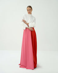 Bicolour skirt with ruffle sleeve shirt - ODD-LEILANY
