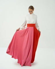 Bicolour skirt with ruffle sleeve shirt - ODD-LEILANY