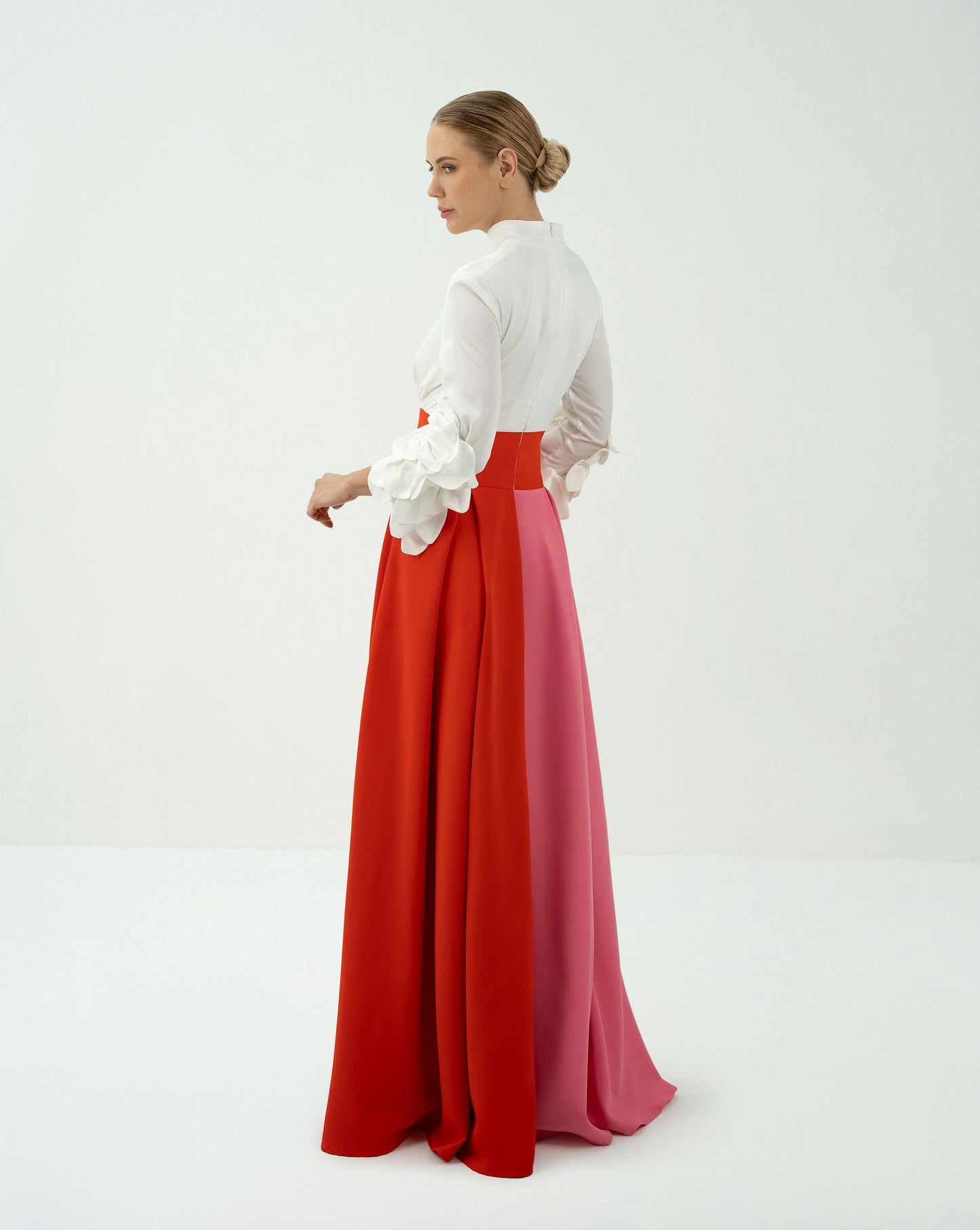 Bicolour skirt with ruffle sleeve shirt - ODD-LEILANY