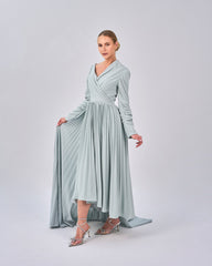 Draped - Pleated dress with asymmetrical neckline - ODD-ELODIE