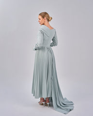 Draped - Pleated dress with asymmetrical neckline - ODD-ELODIE