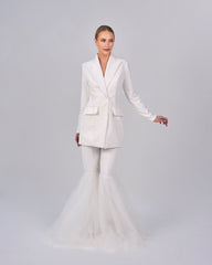 White blazer with bottom bell pants - ODD- DAHLIA SET