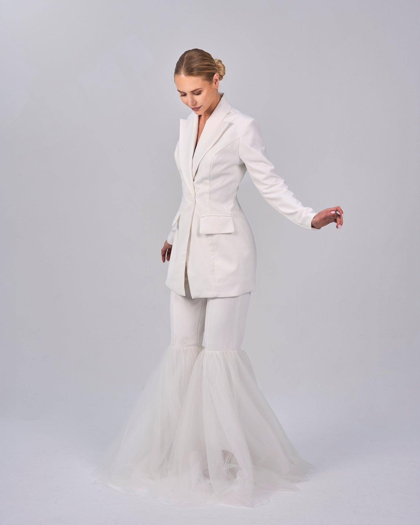 White blazer with bottom bell pants - ODD- DAHLIA SET