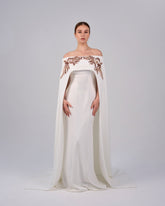 ODD-Shoulder off - sequined dress with maxi cape