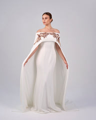 ODD-Shoulder off - sequined dress with maxi cape