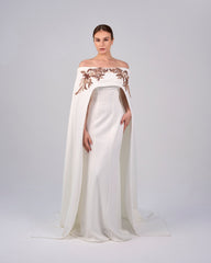 ODD-Shoulder off - sequined dress with maxi cape