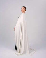 Black & white column dress with maxi cape - ODD-NOELLE