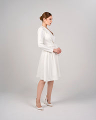 Long-Sleeve Wrap Dress with Draped Detail - ODD - IVORY