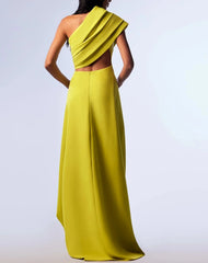 One-shoulder draped gown with embellished details – ODD- SOLARAV