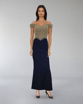 Off-Shoulder Beaded Bodice Gown – ODD- CELESTI