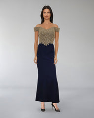Off-Shoulder Beaded Bodice Gown – ODD- CELESTI