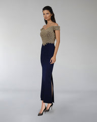 Off-Shoulder Beaded Bodice Gown – ODD- CELESTI
